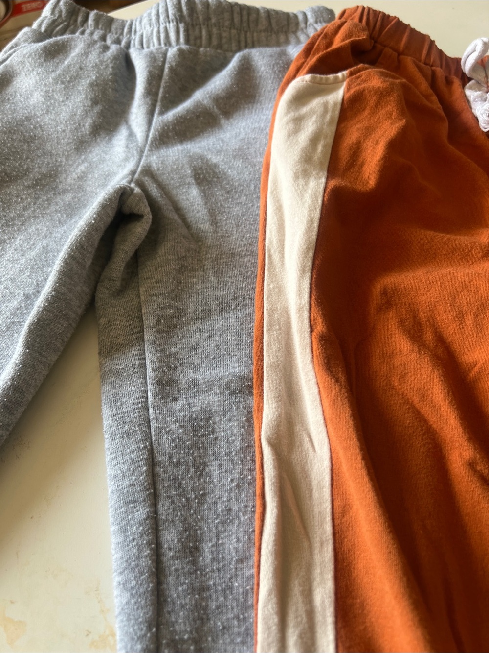 Kids' Cozy Sweatpants Duo - Gray & Rust with Cream Stripe